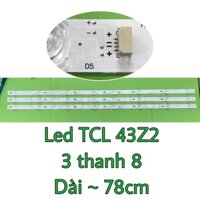 led tivi TCL 43z2 -6000-s6100 máy dùng 3 thanh x8 bóng chóa vuông