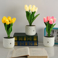 Led Tulip Đèn Ngủ Mô Phỏng Bó Hoa Đèn Bàn Phòng Ngủ Đầu Giường Pháp Mục Vụ ins Cô Gái Trang Trí Đèn Bàn