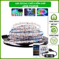 Led ziczac chữ S ws2812b ARGB cảm biến sóng nhạc điều khiển qua App + remote 60 led/m