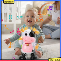 (Ledmarket) Đồ chơi bò điện Đồ chơi bò Đồ chơi bò nhảy múa có đèn Led và nhạc cho trẻ em Đồ chơi âm nhạc giáo dục có đôi mắt di chuyển Đồ chơi bò sữa hoạt hình vui nhộn cho trẻ mới biết đi