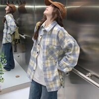 LEEKAY Áo Sơ Mi Tay Dài Nhật Bản Phong Cách Hồng Kông Ins Rời Mùa Hè Hợp Thời Trang Đa Năng Áo Khoác Thường Ngày