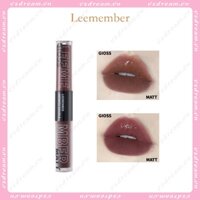 leemember son 2 đầu slp02 Son Kem Lì Hai Đầu Hiệu Ứng Gương Dưỡng Ẩm Mềm Mịn Trang Điểm Mùa Đông Hiệu