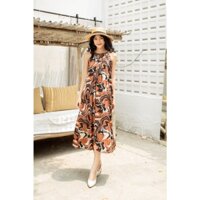 Leena// Đầm lụa maxi dây rút / Đầm thiết kế dạo phố, đi biển