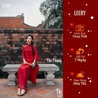LEERY - Áo dài thiết kế Yến Phượng Áo dài tơ cao cấp hai lớp form suông nhẹ Áo dài cách tân hiện đại Tết 2025