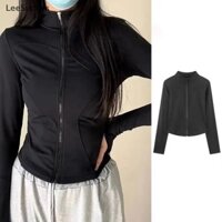 Leesisters Dài Tay Thể Thao Dây Kéo Thể Dục Yoga Chống Nắng Quần Áo Thể Dục Áo Thể Thao Chạy Bộ Thể Dục Đi Xe Đạp Quần Áo CỦA TÔI