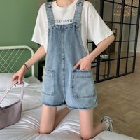 LEEVA - Yếm short dáng rộng cho nữ phối nút gài phong cách dễ thương L293