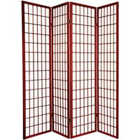 Legacy Decor 4-Panel Folding Shoji Screen Room Divider, Cherry Finish