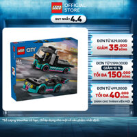 LEGO CITY 60406 Đồ chơi lắp ráp Xe tải vận chuyển xe đua (328 chi tiết)