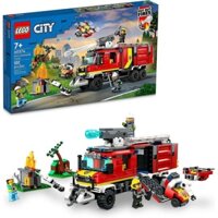 LEGO City Fire Command Unit 60374, Rescue Fire Engine Toy Set, Ultramodern Truck with Land and Air Drones, Emergency Veh