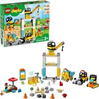 LEGO DUPLO Construction Tower Crane & Construction 10933 Creative Building Playset with Toy Vehicles; Build Fine Motor,