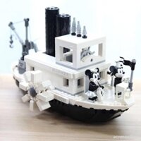 lego kamen ridertoysxe lăp ráplego xeTương thích với Lego Disneyland Mickey Willie Steamboat Giáo Dục Trẻ Em Khối Xây