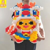 Lego Lion Dance Pikachu Người Lớn Lớn Độ Khó Cao Xếp Hình Đồ Chơi Lắp Ráp Giáo Dục