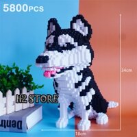Lego loại to lắp ráp chó Husky Kích thước 18x34cm 5800pcs - Lắp ghép xếp hình đồ chơi cho bé giúp tăng trí thông minh