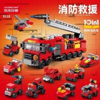 lego máy bay Trẻ em giáo dục xe tăng quân sự mô hình máy bay chữa cháy xe lắp ráp khối xây dựng cậu bé kỹ thuật ghép hình đồ chơi quà tặng