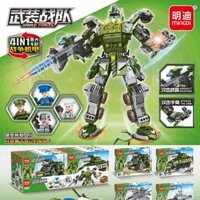 lego máy bay Xe tăng Mecha Quân đội Vũ trang Xây dựng Đồ chơi Mindy Giáo dục trẻ em K0502 Cậu bé đổi đôi 4 hộp một bộ máy bay