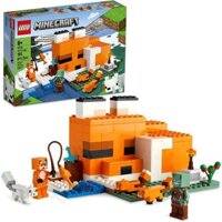 LEGO Minecraft The Fox Lodge House 21178 Animal Toys with Drowned Zombie Figure, Birthday Gift for Kids, Boys and Girls