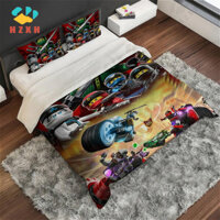 Lego Ninjago Bộ chăn ga gối 3 trong 1 cỡ Queen Vỏ chăn đôi đơn có vỏ gối Trang trí nội thất