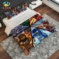 Lego Ninjago Bộ chăn ga gối 3 trong 1 cỡ Queen Vỏ chăn đôi đơn có vỏ gối Trang trí nội thất