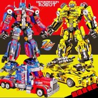 lego robot Tương thích với gạch LEGO Transformers Bumblebee Xe Robot Optimus Prime Mecha Đồ chơi lắp ráp giáo dục