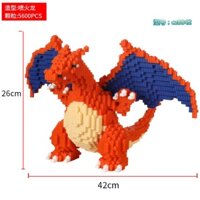 Lego Rồng lửa Charizard 26cm đồ chơi xếp hình 3d cho bé