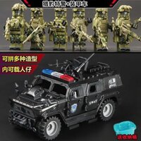 lego swat lego army Tương thích với LEGO xe bọc thép hạng nặng khối xây dựng căn cứ quân sự hạng nặng SWAT đồ chơi lắp r