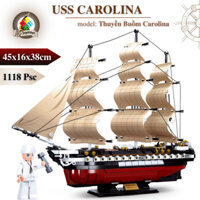 Lego Thuyền Buồm USS CAROLINA 1118+psc - Bộ Đồ Chơi Lắp Ráp Còn Tàu Huyền Thoại Năm 1941 - Tặng Led