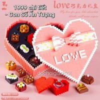 Lego Valentine Mô Hình Hộp Quà Chocolate hình trái tim cho cặp đôi tình nhân -Quà tặng ý nghĩa 1999 mảnh ghép