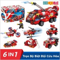 Lego xe cứu hỏa 414 chi tiết bao gồm xe máy bay tàu và linh cứu hỏa 2020