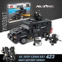 Lego xe Jeep cảnh sát đặc nhiệm Hsanhe 6509 với 423 mảnh ghép đồ chơi lắp ráp trí tuệ