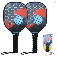 Leijiaer 2 Bộ quả cầu chì bằng gỗ gồm 2 quả bóng và lưới có quả bóng và quả bóng Pickleball với bộ mái chèo bằng gỗ với bộ mái chèo bóng Pickleball [2023