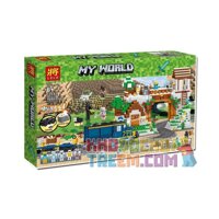 LELE 33173 non Lego TÀU ĐIỆN VỀ THỊ TRẤN ĐỘNG CƠ PIN bộ đồ chơi xếp lắp ráp ghép mô hình Minecraft MY WORLD Game Xây Dựng 1080 khối