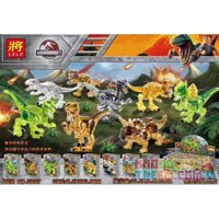 LELE 39127 non Lego CUỘC PHIÊU LƯU KỶ JURA 8 CON KHỦNG LONG bộ đồ chơi xếp lắp ráp ghép mô hình Dino DINOSAUR WORLD