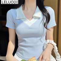 LELUODI áo polo nữ áo có cổ INS Stylish Fashion Dễ thương WCS2470H66 30Z240722