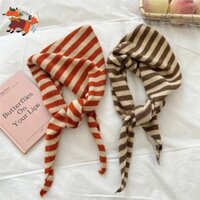 Len Hàn Quốc Tam Giác Khăn Nữ Kawayi Hijab Khăn Dệt Kim Có Nhãn Mùa Đông Sọc Dệt Kim Tam Giác Khăn Nhỏ Gọn Dễ Thương Ấm Áp OYZYT
