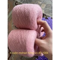 len mohair hồng vỏ đỗ 4  cuộn 400g