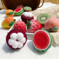 Len nỉ Poke Le Handmade diy Chất Liệu Gói Đào Dâu Hồng Trái Cây Móc Khóa Mặt Dây Chuyền Quà Tặng A2.28