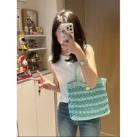 LEN THƠ -  Túi len handmade, túi len đeo vai phối lưới xinh xắn