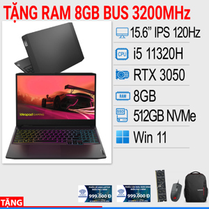 Laptop Lenovo Ideapad Gaming 3 15IHU6 82K101B5VN - Intel Core i5-11320H, 8GB RAM, SSD 512GB, Nvidia GeForce RTX 3050 4GB GDDR6, 15.6 inch
