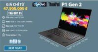 Lenovo ThinkPad P1 Gen 2 Mobile Workstation 15.6 inch Win 10 Pro        Core i7 9750H / RAM 16GB / SSD 512GB / Quadro T1000