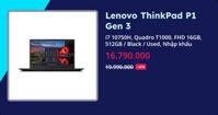 Lenovo ThinkPad P1 Gen 3 - i7 10750H, Quadro T1000, FHD 16GB, 512GB