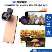 Lens APEXEL 2in1 Macro 14,5x và lens góc rộng 0,45x quay không gian lớn,  cận cảnh