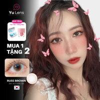 Lens cận màu nâu trà sữa [Russ Brown] kính giãn tròng cấp ẩm 14-24h mà không bị khô mắt | Có độ từ 0-8 - [yu lens]