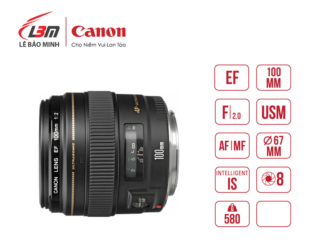 Ống kính Canon EF 100mm (EF100mm) F2 USM