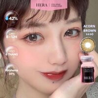 Lens Hera Nâu Sồi Viền Đen 0 - 8 Độ ACORN BROWN Nhập Khẩu Hàn Quốc Kính Áp Tròng Cận 6 Tháng