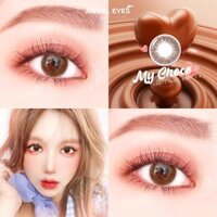 Lens nâu tự nhiên có độ cận từ 0 đến 8 MY CHOCO hiệu Angel Eyes chất liệu Silicone đường kính 13.5mm - Cận -2.25 - 1 bên