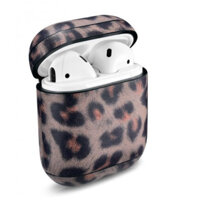 Leopard Pattern Leather Airpods Case - Hàng chính hãng - Brown
