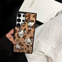 [Leopard Print Hello Kitty] Ốp lưng sơ đồ biến hình 3D tương thích cho Samsung S24ultra S23Plus S22Pro Bảo vệ thời trang