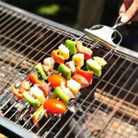 Leota 2 Cái Nĩa Thịt Nướng, Xiên Nướng 3 Ống Bán Tự Động Có Thể Tái Sử Dụng, Đa Năng Với Bàn Chải Thiết Kế Đẩy Thép Không Gỉ Thịt Nướng Kim