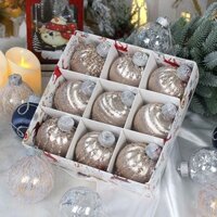 Leota 9 Chiếc Bóng Sợi Lụa Giáng Sinh, Tròn 8cm Tay Vẽ Bóng Trang Trí, Đạo Cụ Chụp Ảnh Nhựa Chống Rơi Cây Giáng Sinh Treo Bóng Văn Phòng Khách Sạn