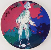LEROY NEIMAN SIGNED ROYAL DOULTON PIEROTT ART CERAMIC PLATE & STORAGE BOX w/ JSA